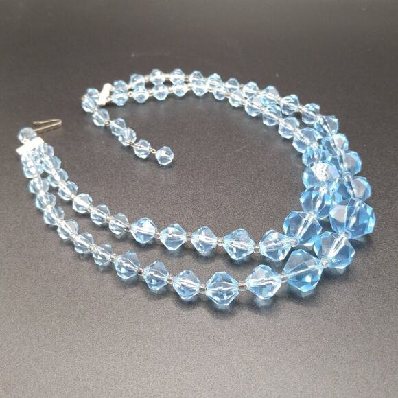 Vintage West Germany Vintage Lucite Beaded Necklace, Lt Blue, 17 Inches - Picture 5 of 10